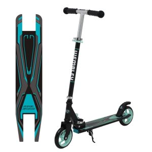 Wembley Kick Scooter for Kids 5+ Years | 2 Wheels Steel Frame Foldable and 3 Adjustable Height | Skating Cycle Kids Scooter 5 to 10, 12 Years Boys Girls - Sea Green BIS Certified - Capacity 50kg